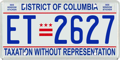DC license plate ET2627