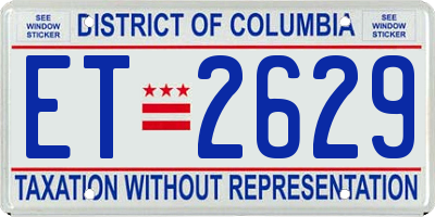 DC license plate ET2629