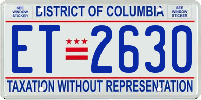 DC license plate ET2630