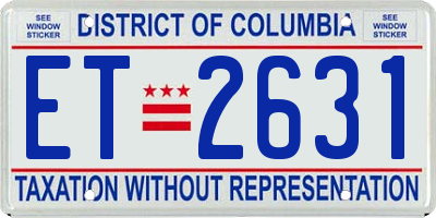 DC license plate ET2631