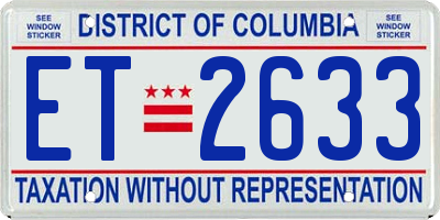 DC license plate ET2633