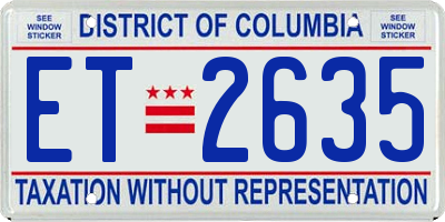 DC license plate ET2635