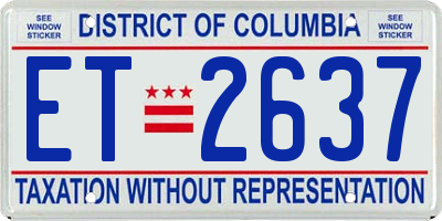 DC license plate ET2637