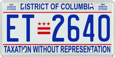 DC license plate ET2640