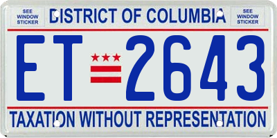 DC license plate ET2643