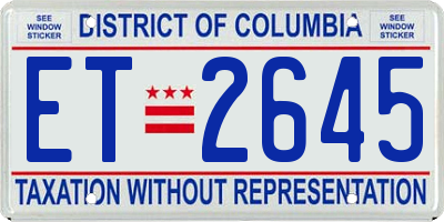 DC license plate ET2645