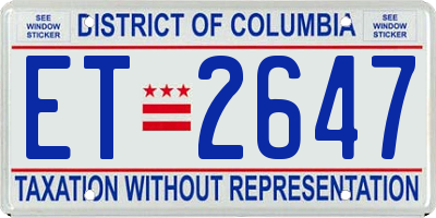 DC license plate ET2647