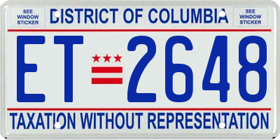 DC license plate ET2648