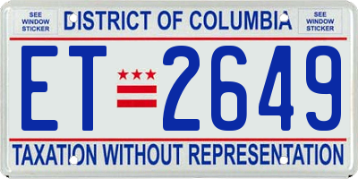 DC license plate ET2649