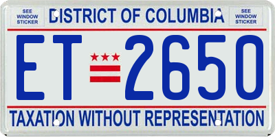 DC license plate ET2650