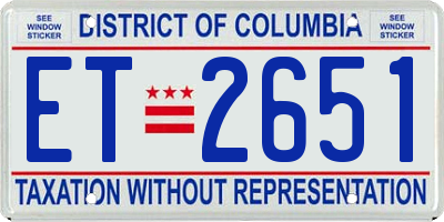 DC license plate ET2651