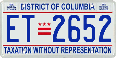 DC license plate ET2652