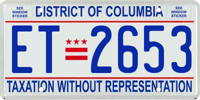 DC license plate ET2653