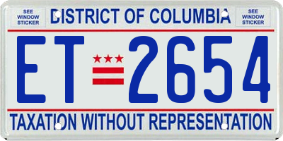 DC license plate ET2654