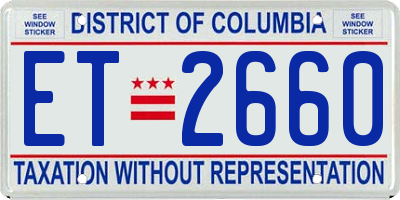DC license plate ET2660