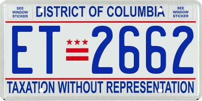 DC license plate ET2662