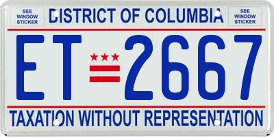 DC license plate ET2667