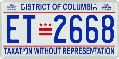 DC license plate ET2668