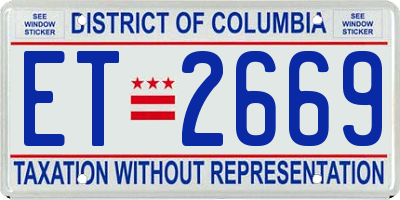 DC license plate ET2669