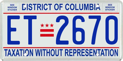 DC license plate ET2670