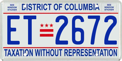 DC license plate ET2672