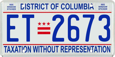DC license plate ET2673