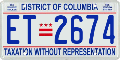 DC license plate ET2674