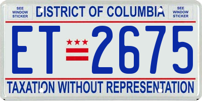 DC license plate ET2675