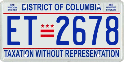 DC license plate ET2678