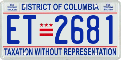 DC license plate ET2681