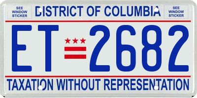DC license plate ET2682