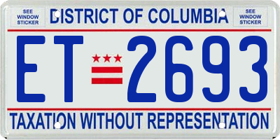 DC license plate ET2693