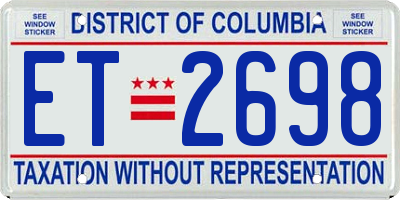 DC license plate ET2698