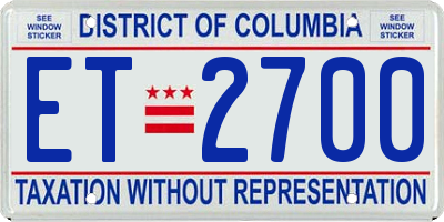 DC license plate ET2700