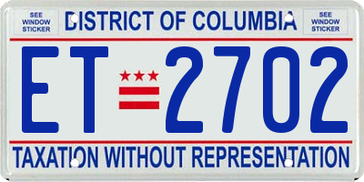 DC license plate ET2702