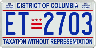 DC license plate ET2703