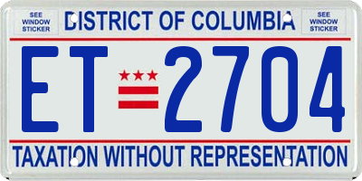 DC license plate ET2704