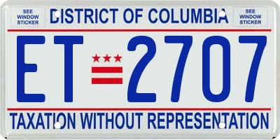 DC license plate ET2707