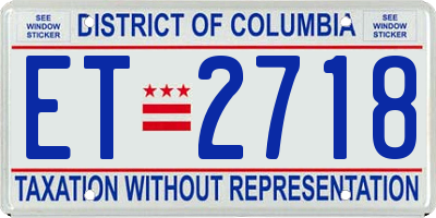 DC license plate ET2718