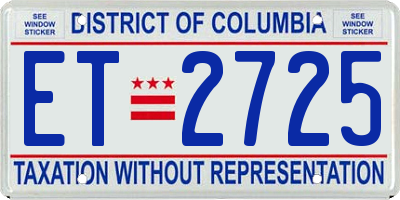 DC license plate ET2725