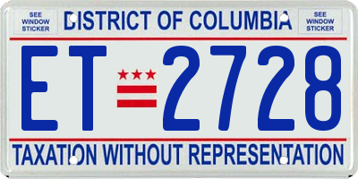 DC license plate ET2728
