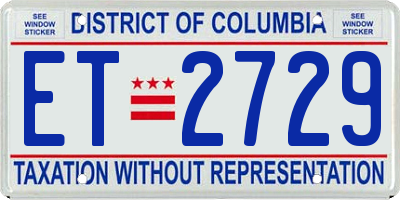DC license plate ET2729