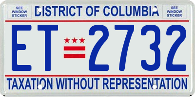 DC license plate ET2732