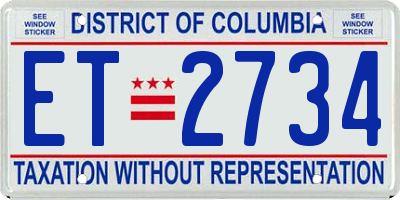 DC license plate ET2734