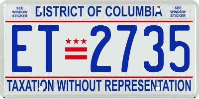 DC license plate ET2735