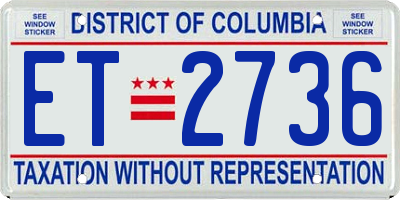 DC license plate ET2736