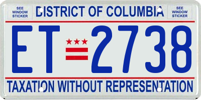 DC license plate ET2738