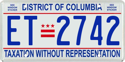 DC license plate ET2742