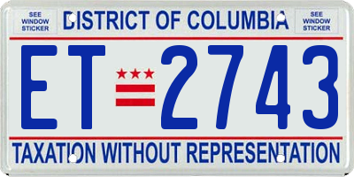 DC license plate ET2743