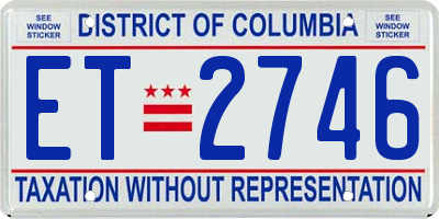 DC license plate ET2746
